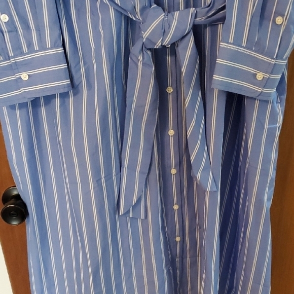 Universal Thread Blue Pin Striped Long Sleeve Dress 4x - Picture 8 of 10